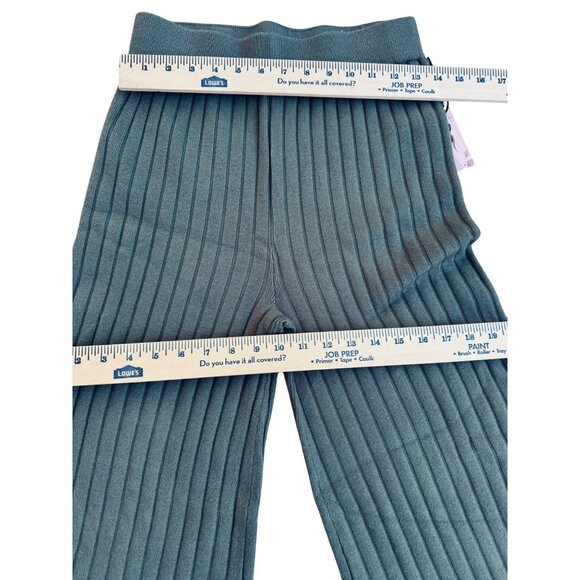 Sincerely Jules Pants Medium Ribbed Olive Green Knit Wide Leg - Picture 6 of 10